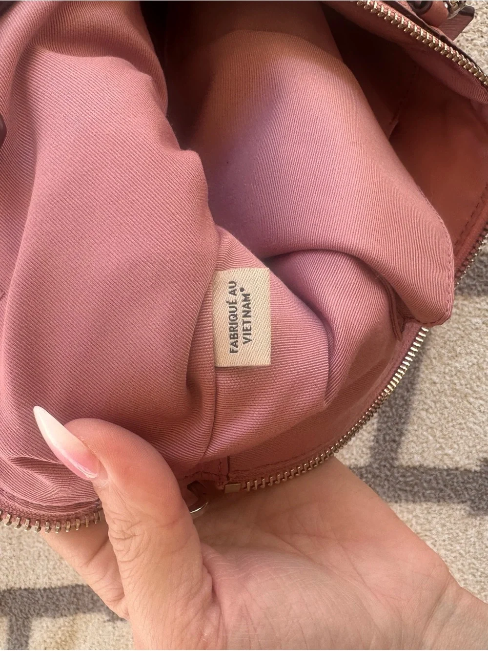 Coach Pebbled Leather Shoulder Tote in Dusty Rose Pink